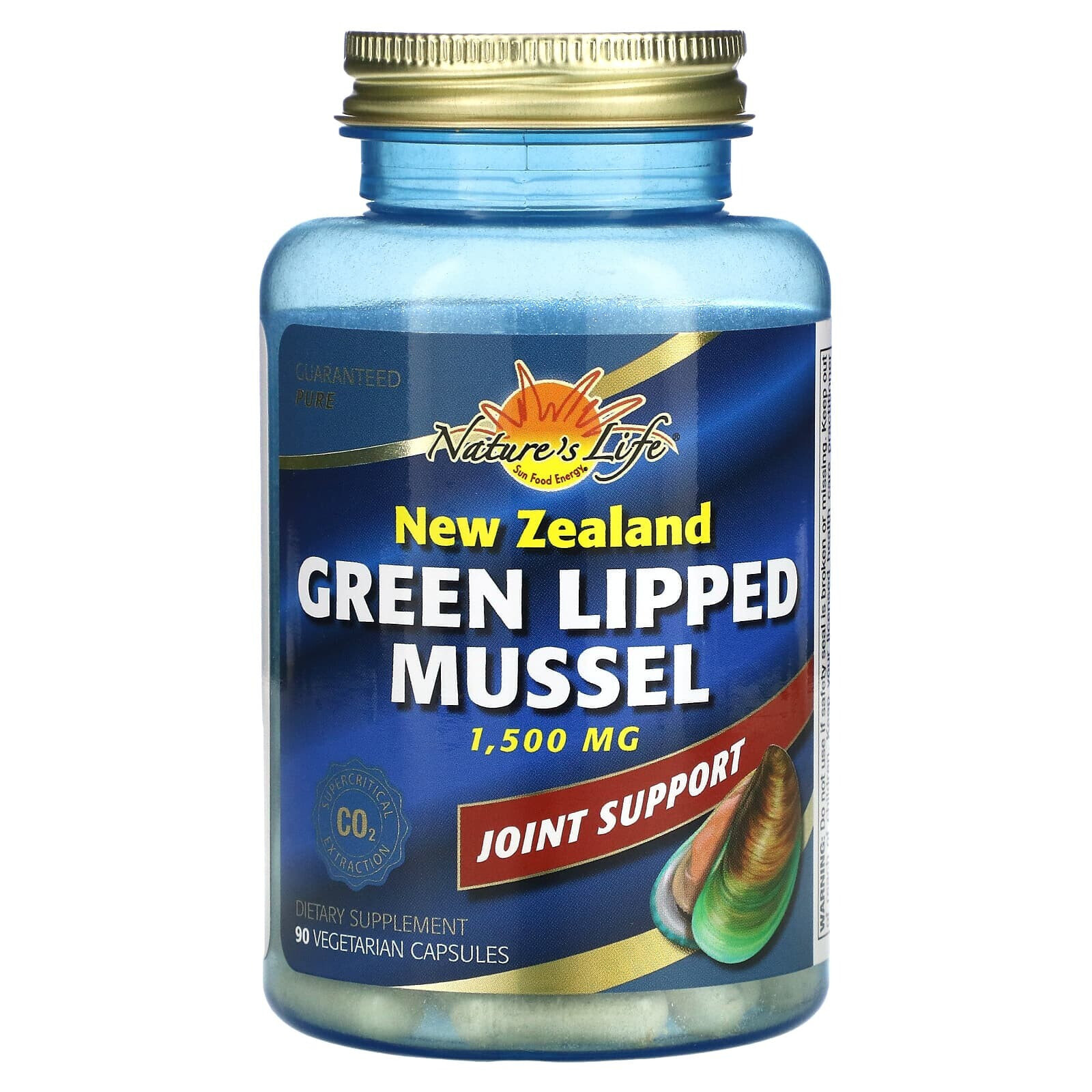 Nature's Life, New Zealand Green Lipped Mussel, 500 mg, 90 Vegetarian Capsules