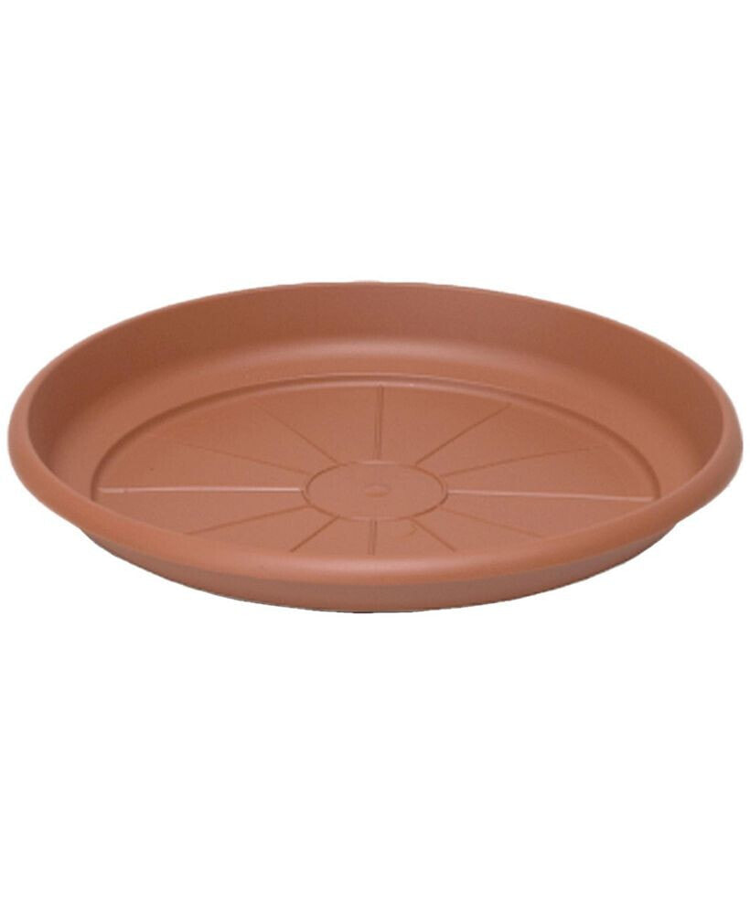 Crescent Garden in Outdoor Emma Round Plastic Flower Pot Terracotta Colored Saucer, 12 Inches