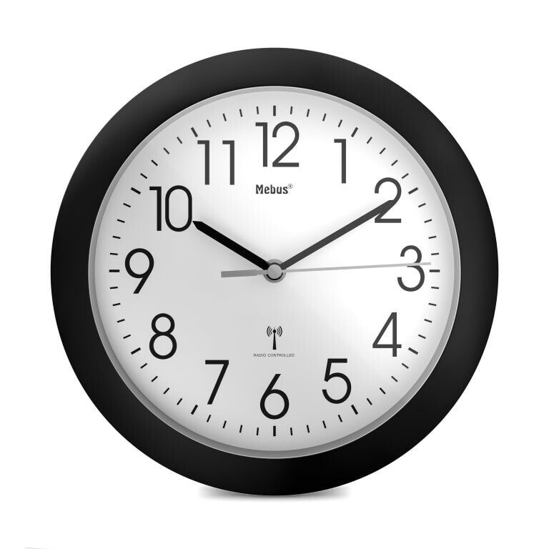 Mebus 52450 - Digital wall clock - Round - Black - Plastic - Modern - AA