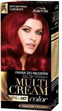 Joanna Multi Cream Color No.34 Стойкая краска для волос, оттенок насыщенный красный