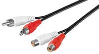 Wentronic Stereo Extension Cable 2x RCA - 2.5 m - 2 x RCA - Male - 2 x RCA - Female - 2.5 m - Black