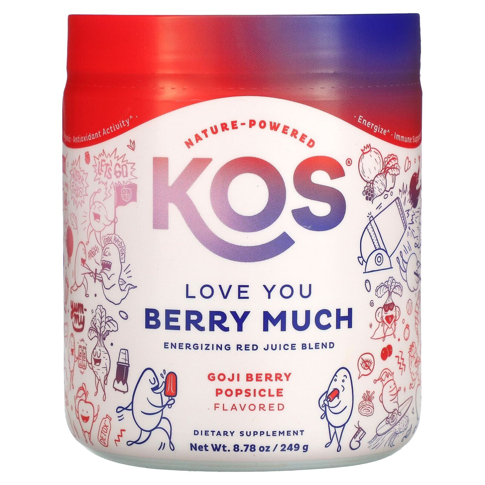 КОС, Love You Berry Much, бодрящая смесь красных соков, эскимо из ягод годжи, 249 г (8,78 унции)