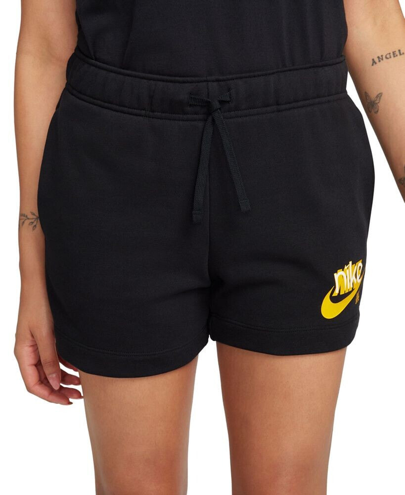 Nike women's Sportswear Club French Terry Graphic Fleece Shorts