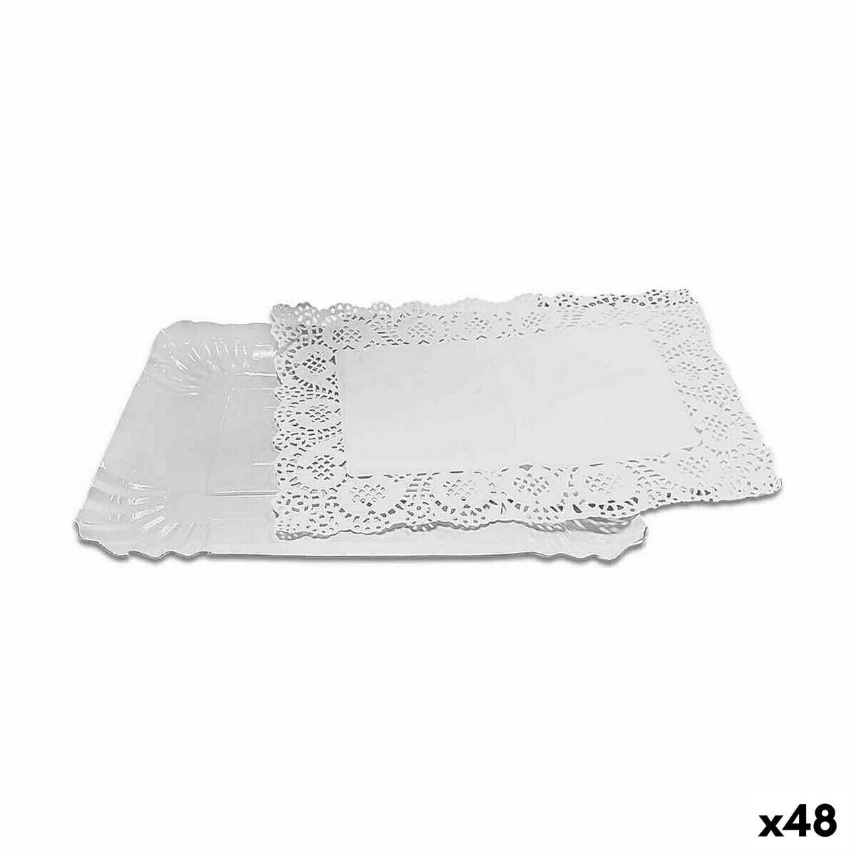 Snack tray Algon Disposable White Rectangular 25,5 x 35 x 2 cm (48 Units)