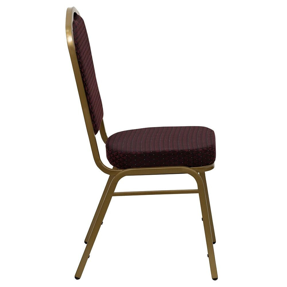 Flash Furniture hercules Series Crown Back Stacking Banquet Chair In Burgundy Patterned Fabric - Gold Frame