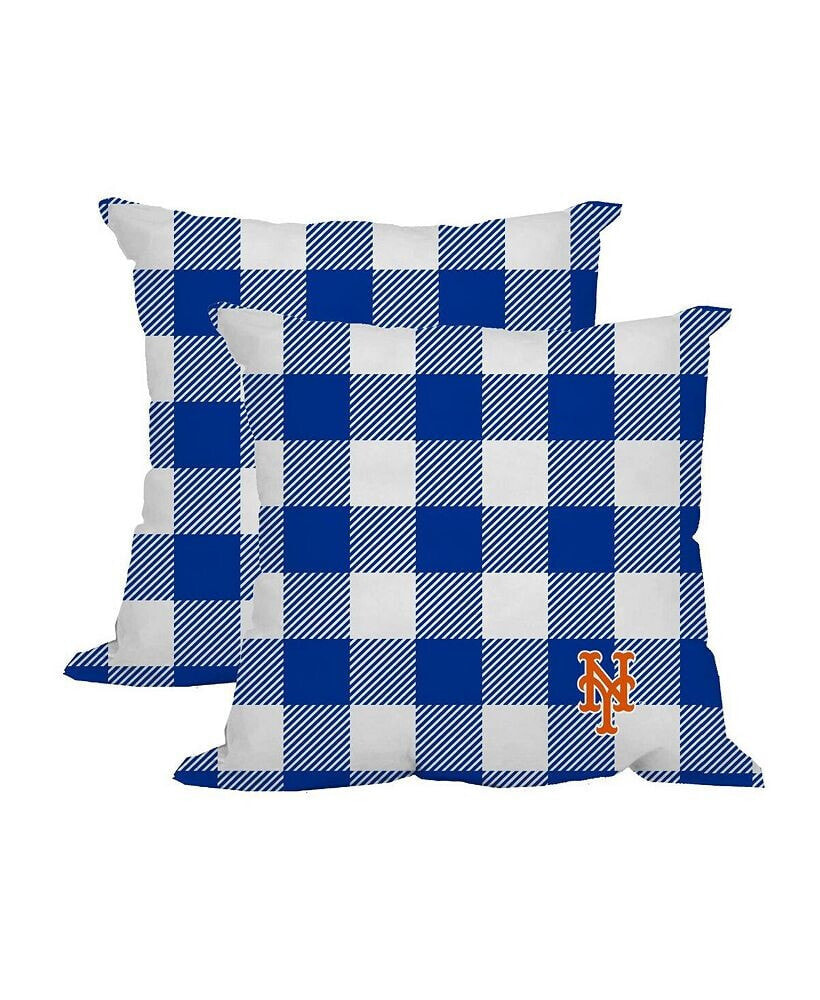 Logo Brands new York Mets 2-Pack Buffalo Check Plaid Outdoor Pillow Set