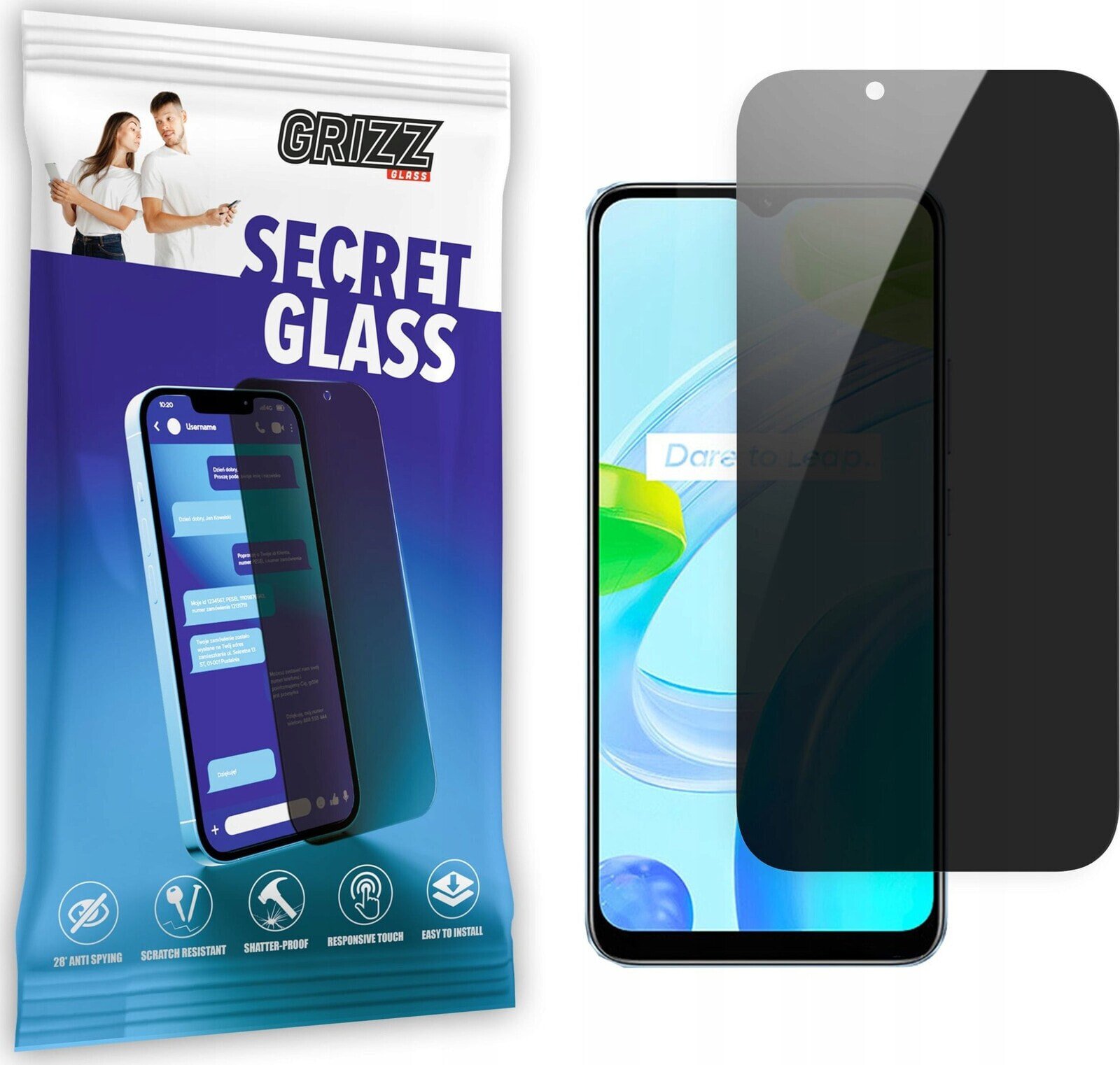 GrizzGlass Szkło prywatyzujące GrizzGlass SecretGlass Realme C30