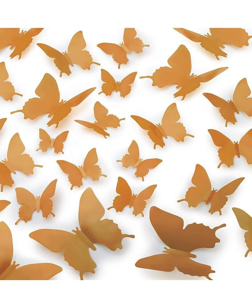 Zulay Kitchen 3D Removable Butterfly Wall Decor with 3 Wing Designs - 24pcs