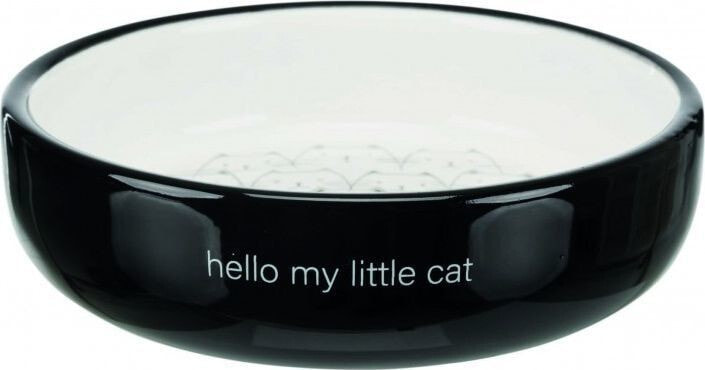 Миска и поилка для кошек Trixie Miska dla kotów ras krótkopyskich, ceramiczna, 0.3 l/o 15 cm, czarny/biały