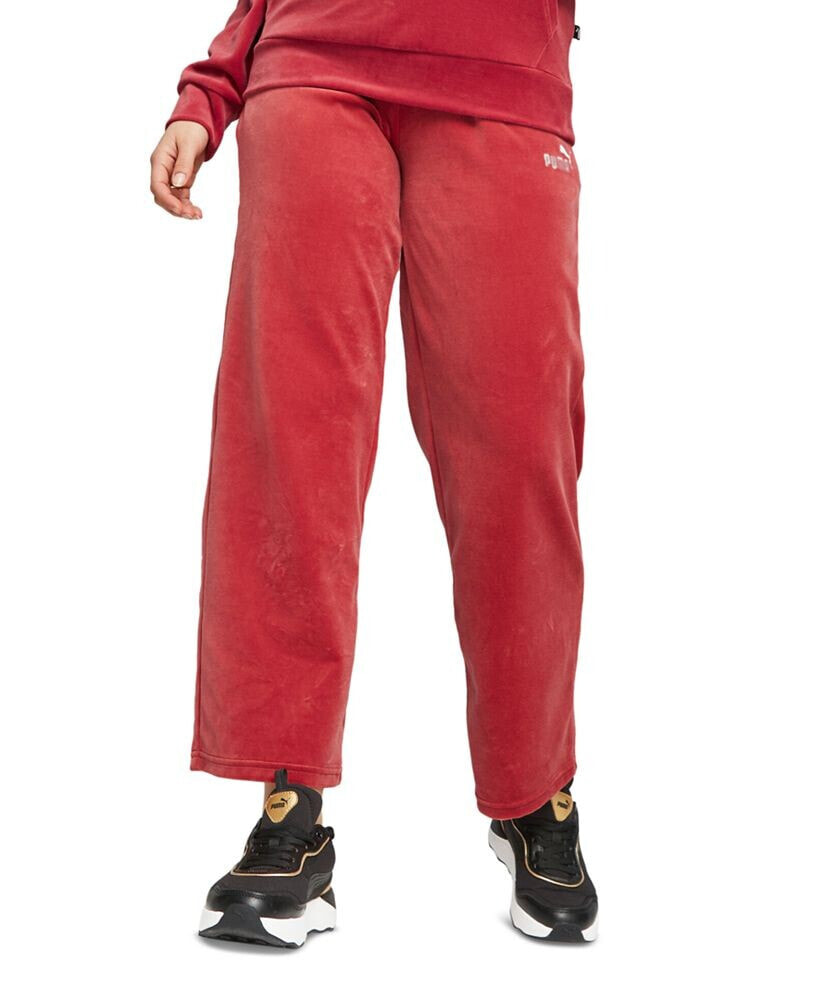 Puma women's Essential Elevated Velour Straight-Leg Sweatpants