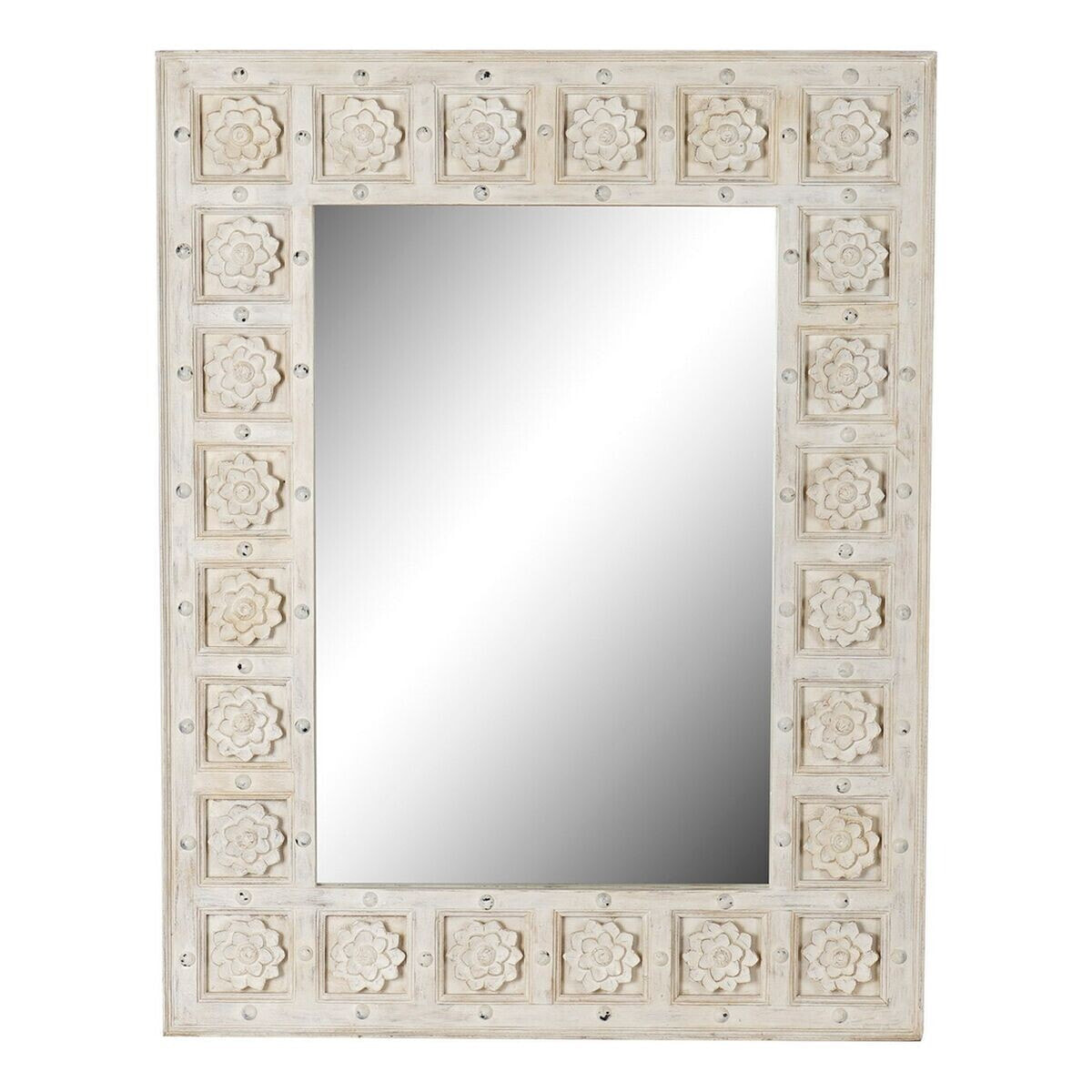 Wall mirror DKD Home Decor White Mango wood Stripped (93,5 x 4,7 x 120,3 cm)