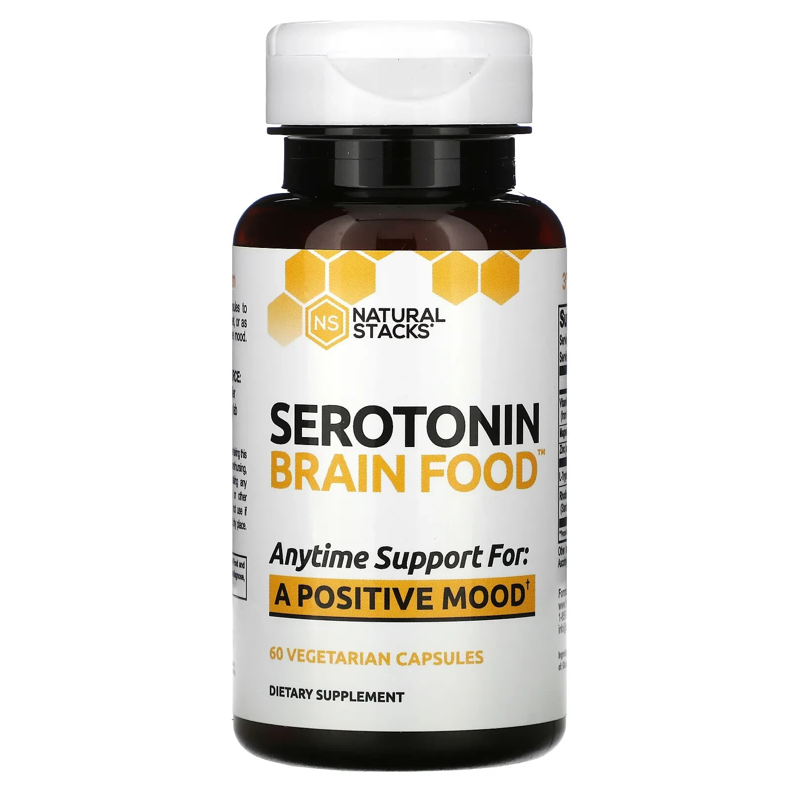 Натурал Стэкс, Serotonin Brain Food, 60 вегетарианских капсул