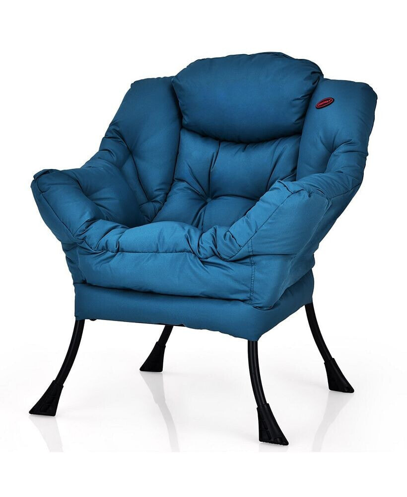 Costway modern Polyester Fabric Lazy Chair Single Sofa Chair w/Side Pocket