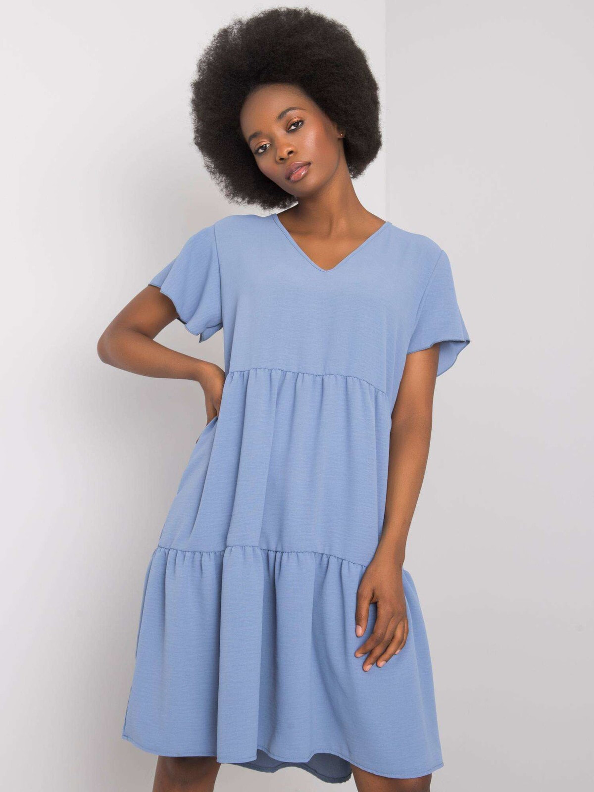 Женское летнее голубое платье с коротким рукавом Factory Price