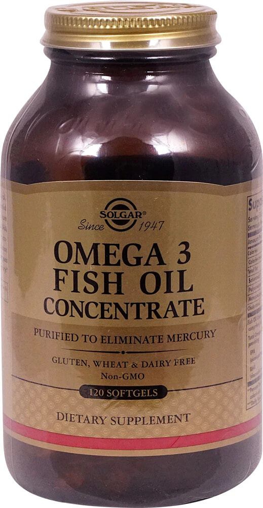 Solgar Omega-3 Fish Oil Concentrate  Концентрированный источник незаменимых Омега-3 жирных кислот ЭПК и ДГК из глубоководной холодноводной рыбы 120 гелевых капсул