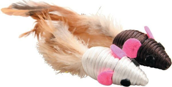 Zolux Cat toys - 2 mice with 5 cm feathers