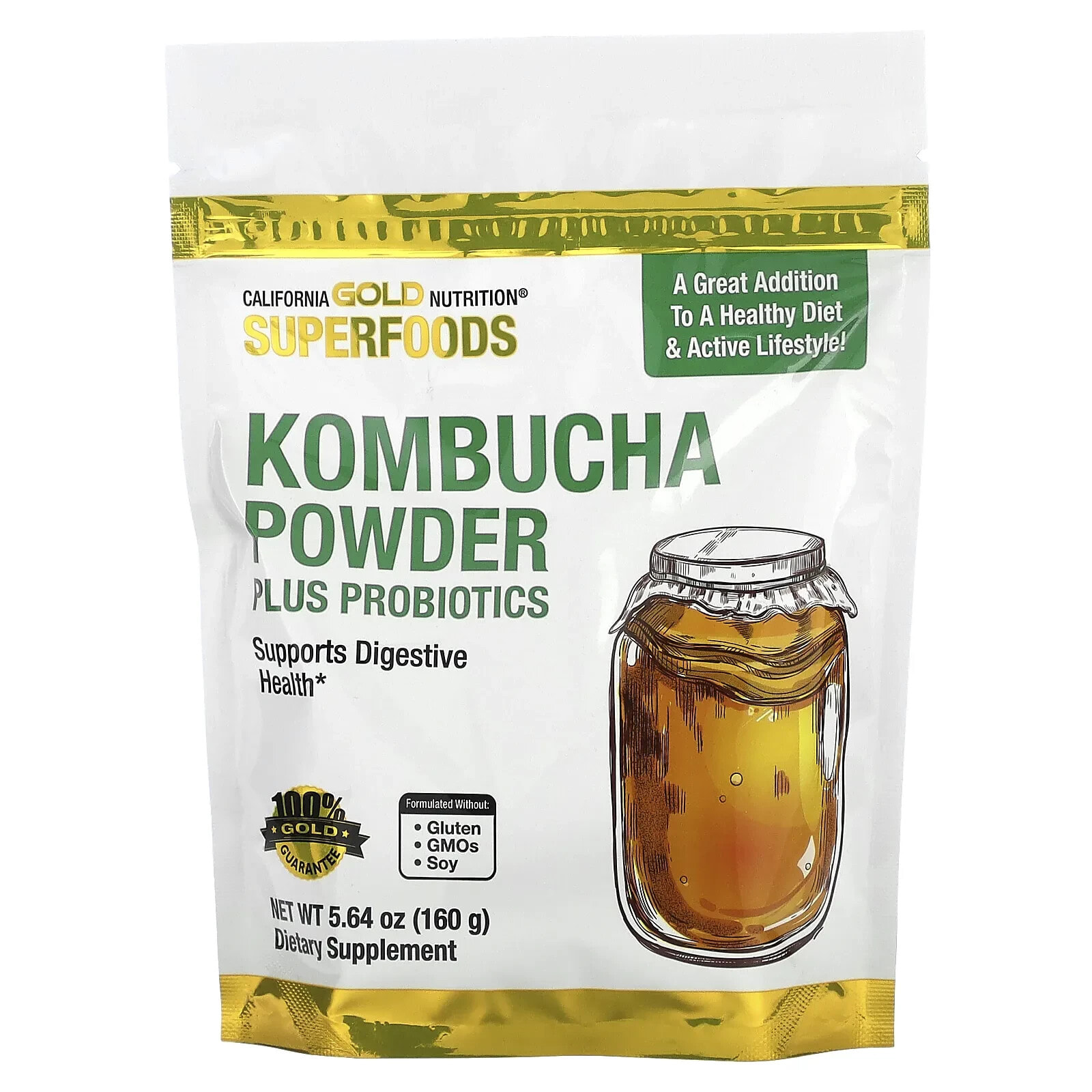 SUPERFOODS - Kombucha Powder Plus Probiotics, 5.64 oz (160 g)