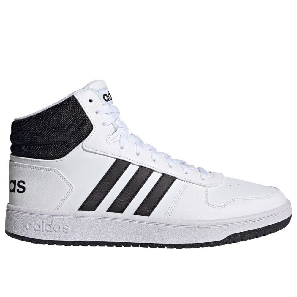 Мужские кроссовки повседневные белые кожаные высокие демисезонные с полосками Adidas Hoops 20 Mid
