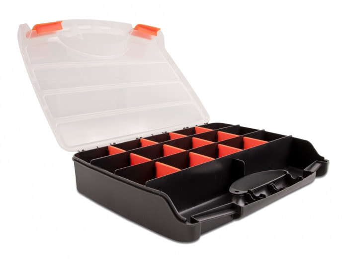 Sortimentsbox mit 17 Fächern 320 x 255 60 mm orange schwarz