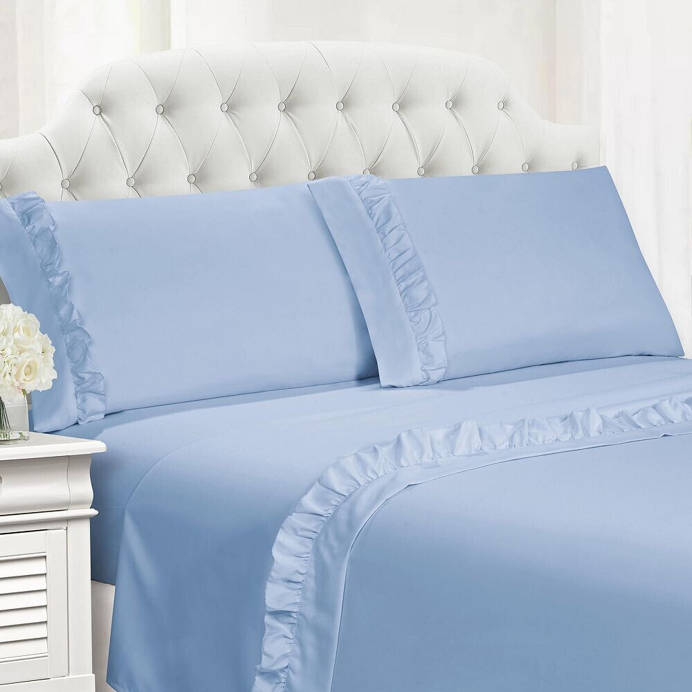 Cathay Home Inc. ruffle Hem King 4 PC Sheet Set