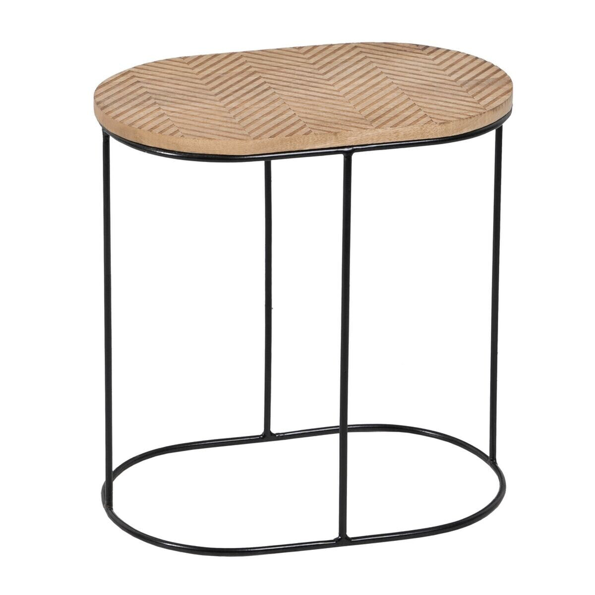 Side table 60 x 39,5 x 60 cm Natural Black Metal Wood (2 Units)