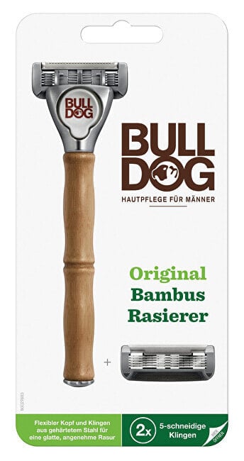Bulldog Original Bamboo Razor Бритвенный станок с бамбуковой ручкой, гибкой головкой + две сменных насадки с 5 лезвиями