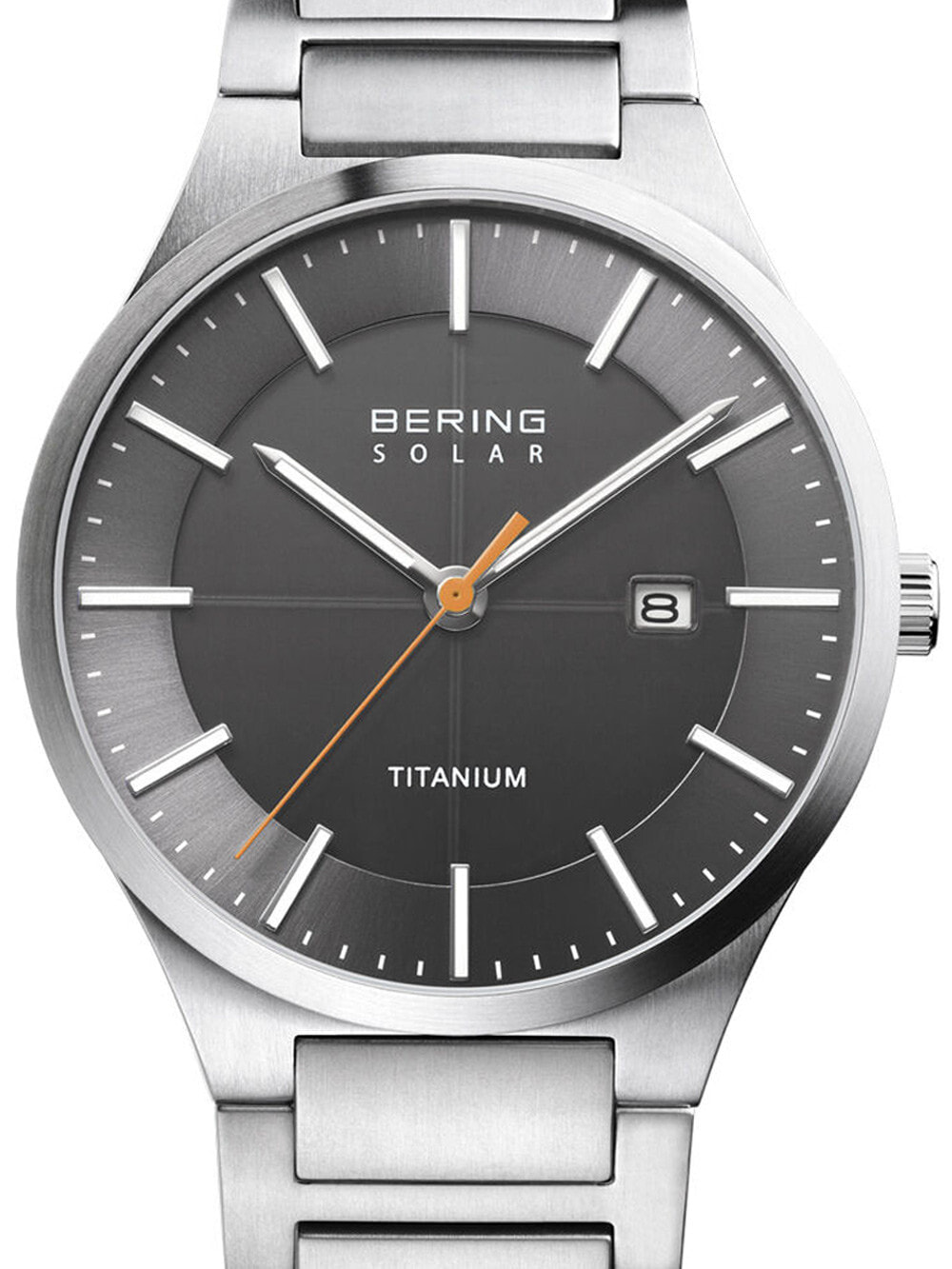 Мужские наручные часы с серебряным браслетом Bering 15239-777 solar mens 39mm 10ATM