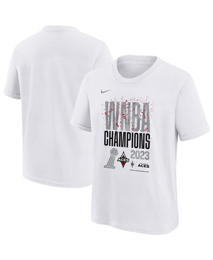 Nike big Boys and Girls White Las Vegas Aces 2023 WNBA Finals Champions Authentic Parade T-shirt