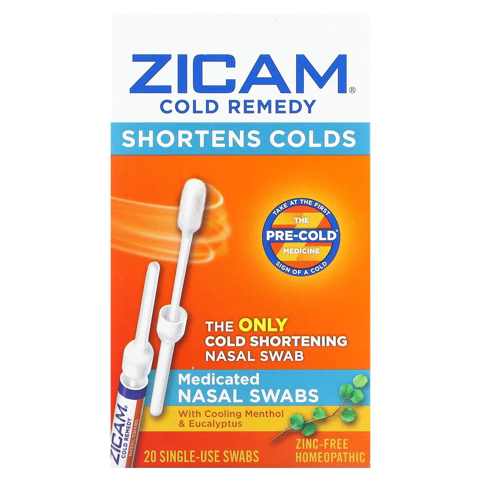Cold Remedy, Medicated Nasal Swabs, 20 Single-Use Swabs