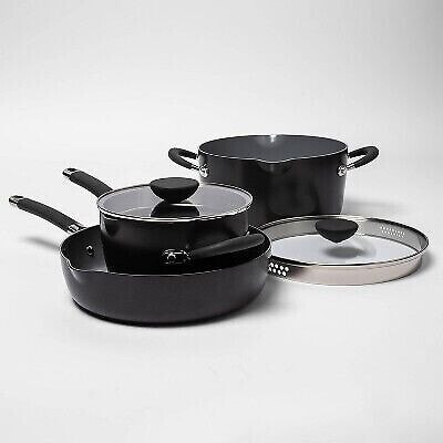 5pc Ceramic Non-Stick Aluminum Stackable Cookware Set - Made By Design