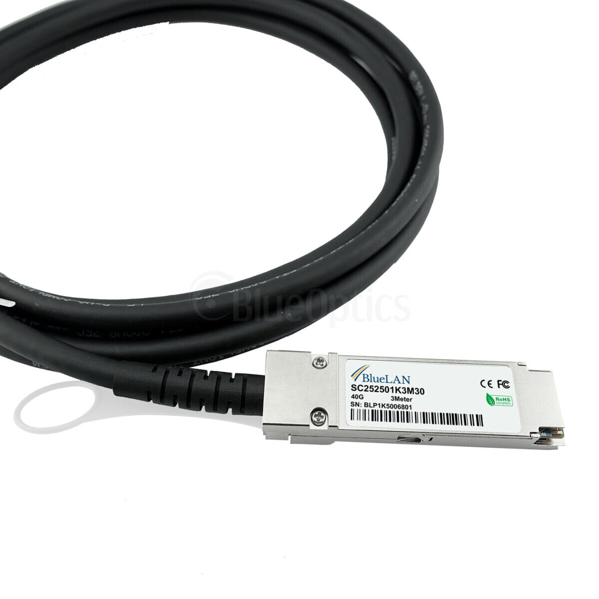 BlueOptics X66100-2-BL - 2 m - QSFP - QSFP - Black - 40 Gbit/s - 150 g