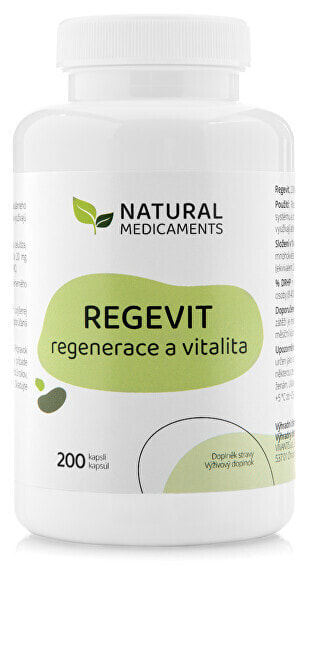 Natural Medicaments Regevit Антиоксиданткая пищевая добавка для регенерации всего тела и укрепления психического и физического здоровья 200 капсул