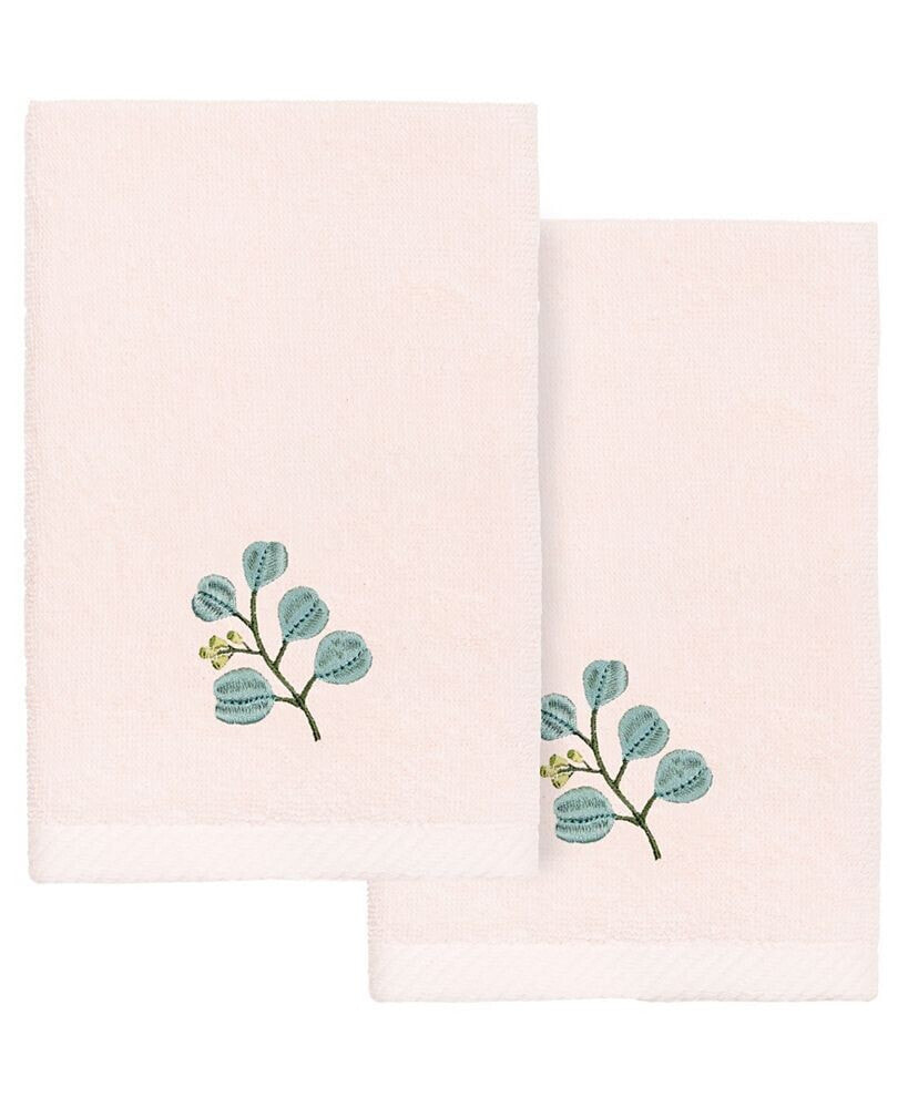 Linum Home textiles Turkish Cotton Botanica Embellished Fingertip Towel Set, 2 Piece