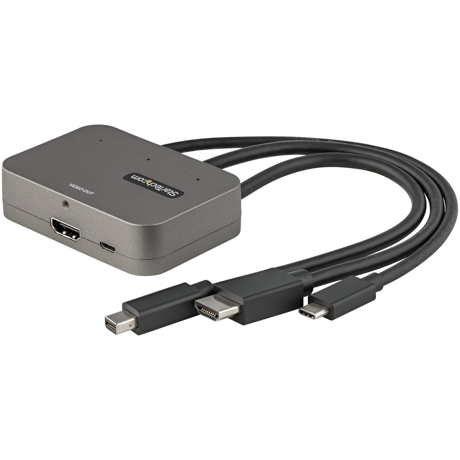 StarTech.com CDPHDMDP2HD видео кабель адаптер 0,27 m HDMI + USB HDMI + Mini DisplayPort + USB Type-C Черный, Серебристый