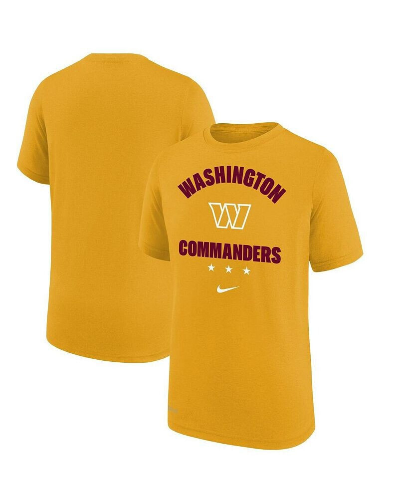 Nike big Boys Gold Washington Commanders Team Athletic Performance T-shirt