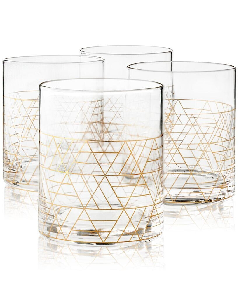 Hotel Collection gold Decal Double Old-Fashioned Glasses, Set of 4, Created for Macy's