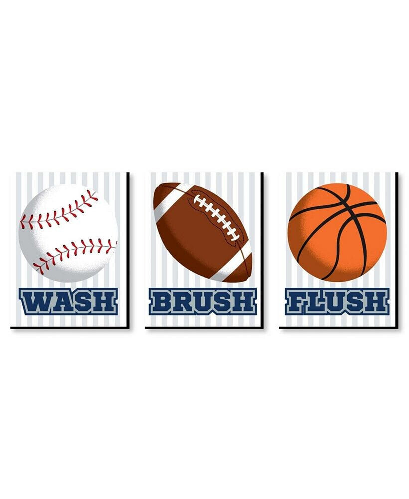 Big Dot of Happiness go, Fight, Win - Sports Wall Art - 7.5 x 10 in - Set of 3 Signs Wash Brush Flush