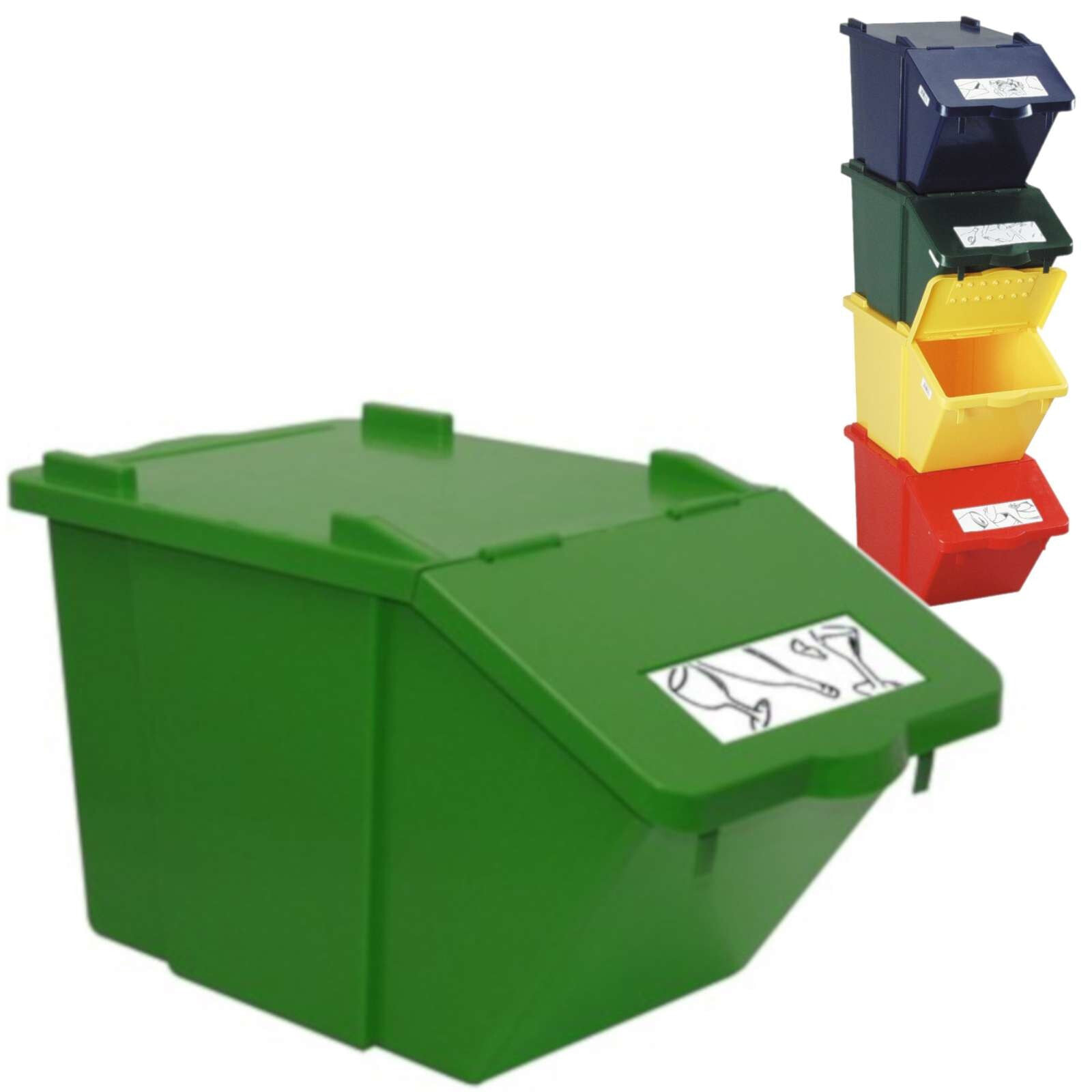 Stackable waste sorting container - green 45L