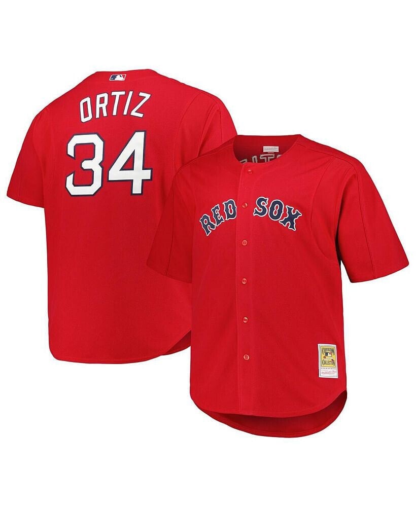 Mitchell & Ness men's David Ortiz Red Boston Red Sox Big and Tall Cooperstown Collection Batting Practice Replica Jersey