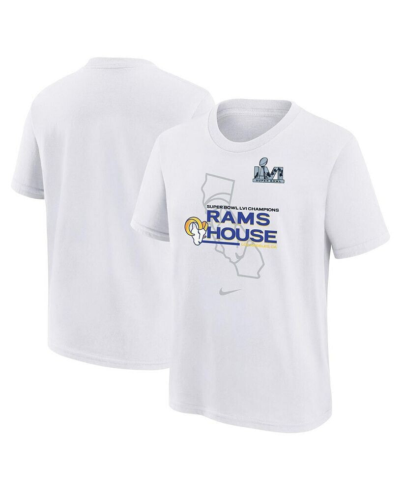 Nike big Boys White Los Angeles Rams Super Bowl LVI Champions Hometown T-shirt