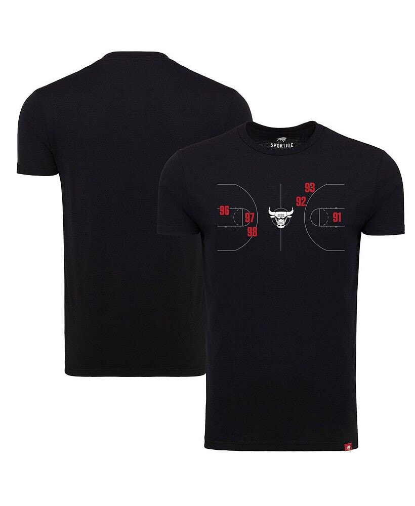 Sportiqe men's and Women's Black Chicago Bulls 1966 Collection Comfy Tri-Blend T-shirt