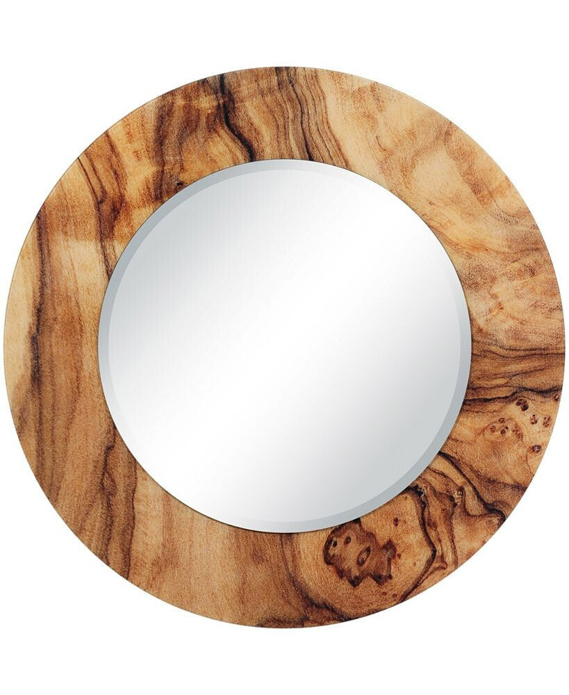 Empire Art Direct forest Round Beveled Wall Mirror on Free Floating Reverse Printed Tempered Art Glass, 36