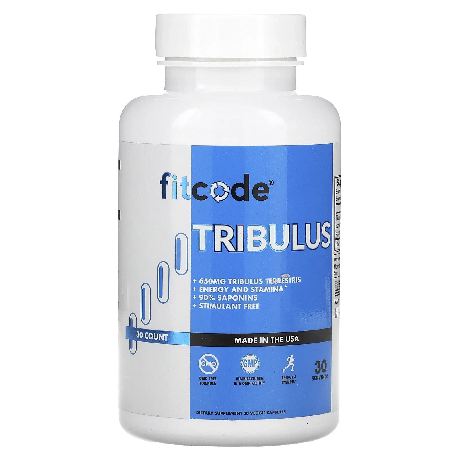 FITCODE, Tribulus , 650 mg , 30 Veggie Capsules