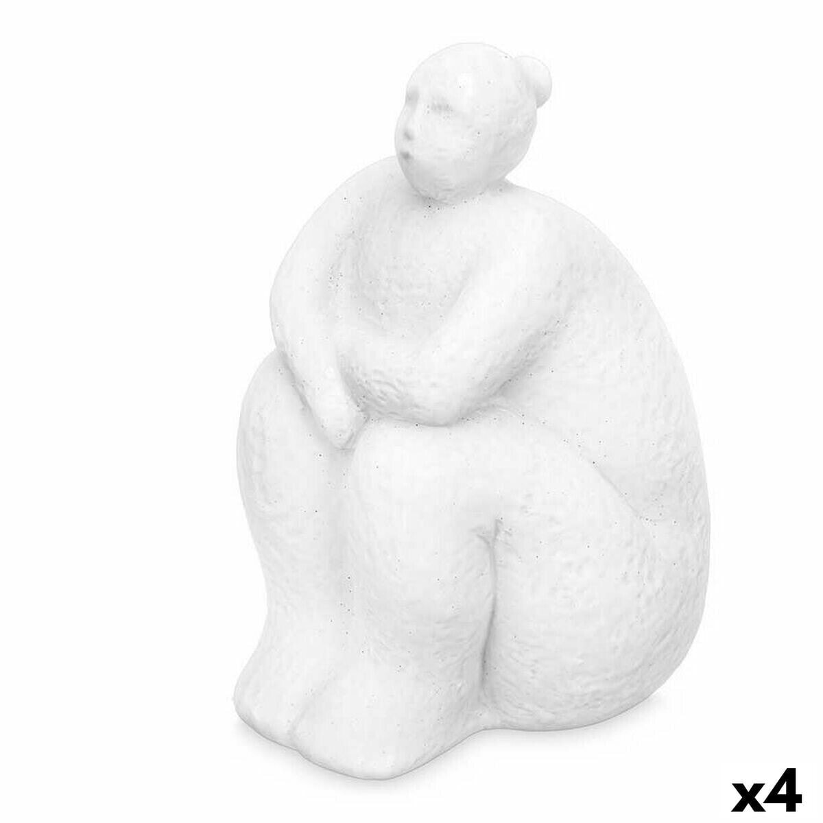 Decorative Figure White Dolomite 18 x 30 x 19 cm (4 Units) Lady Sitting