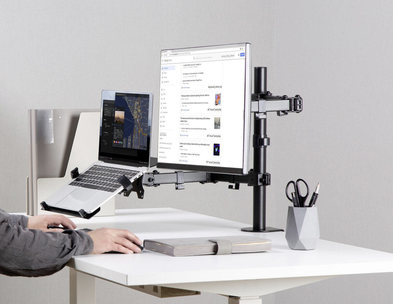 SP-MM-302 - Notebook & monitor arm - Black - 25.4 cm (10