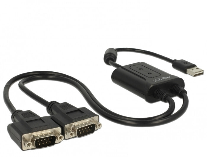 DeLOCK 63950 кабель последовательной связи Черный 0,6 m USB 2.0 Type-A 2 x RS-232 DB9