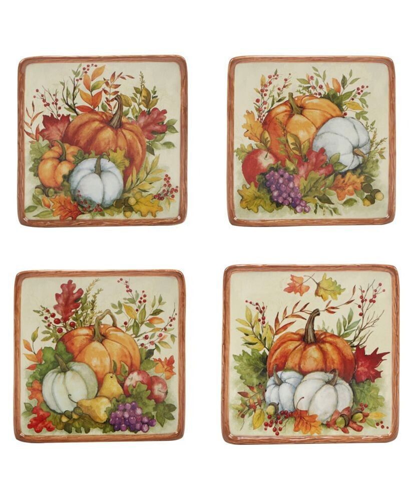 Certified International harvest Blessings Set of 4 Canape Plates, Service for 4