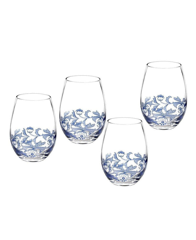 Blue Italian Stemless Wine Glasses