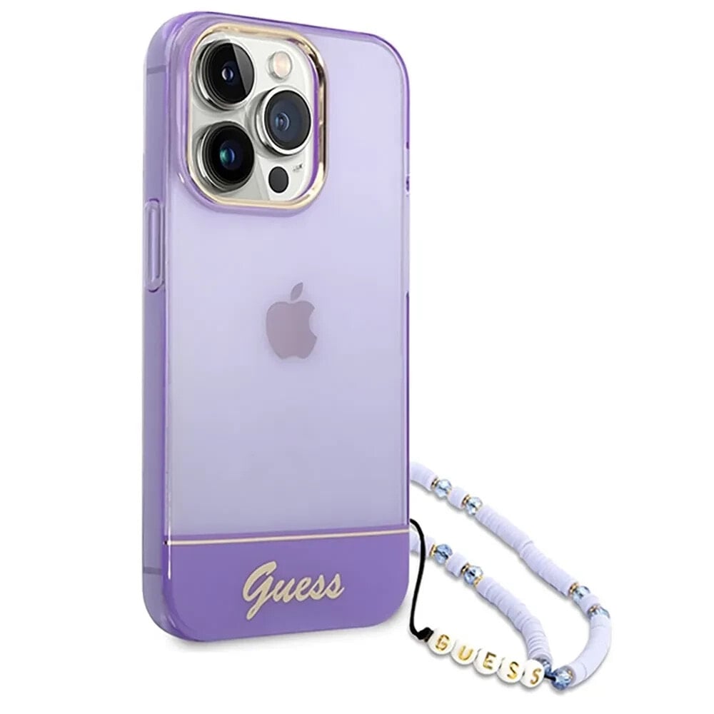 GUESS Guhcp14Lhgcohu iPhone 14 Pro 6.1 Pearl Strap phone case