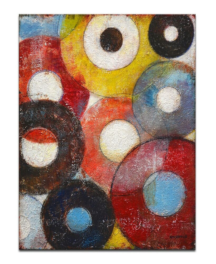 'Color Wheels I' Colorful Abstract Canvas Wall Art, 30x20